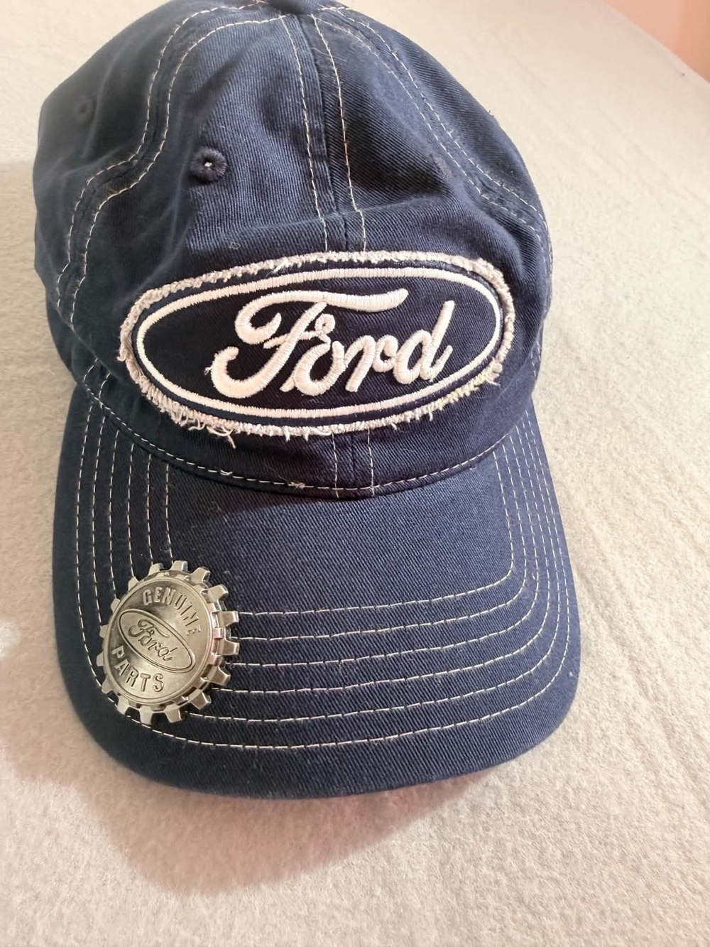 #265 Ford Genuine Parts Navy Distressed Logo Baseball Cap Adjustable